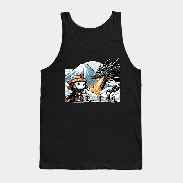 Samurai Bear Fighting a Dragon Tank Top by Teddy Club